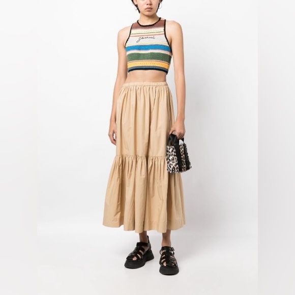 New! Ganni Flounce Tiered Organic Maxi or Midi Skirt ✨ NWT! - Picture 1 of 11